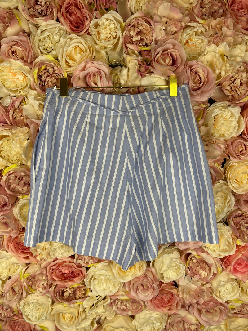 Ermanno Scervino Linen Shorts Blue White Sz. 36 DE