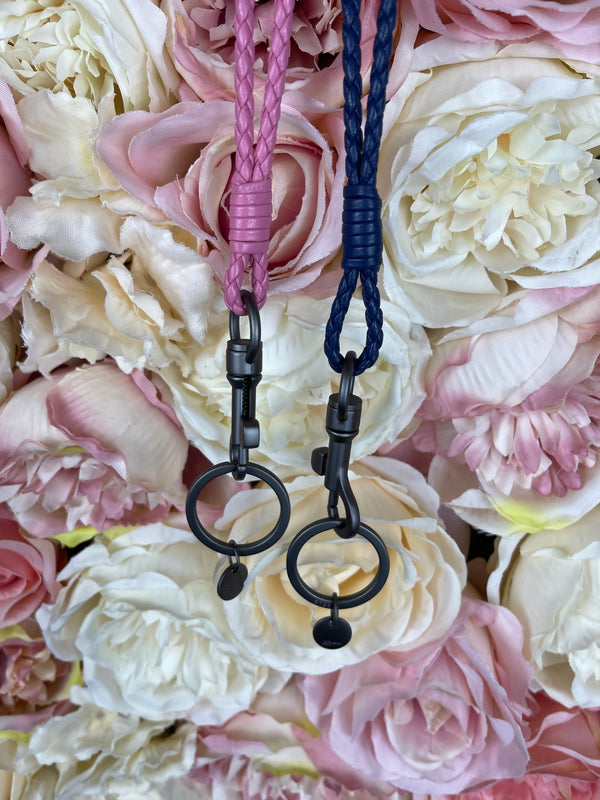 Bottega Veneta Keyring Dark Blue & Light Pink