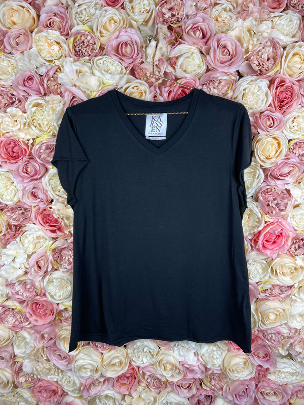 Zoe Karssen V-Neck T-Shirt Black Sz. M & L