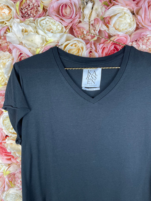 Zoe Karssen V-Neck T-Shirt Black Sz. M & L