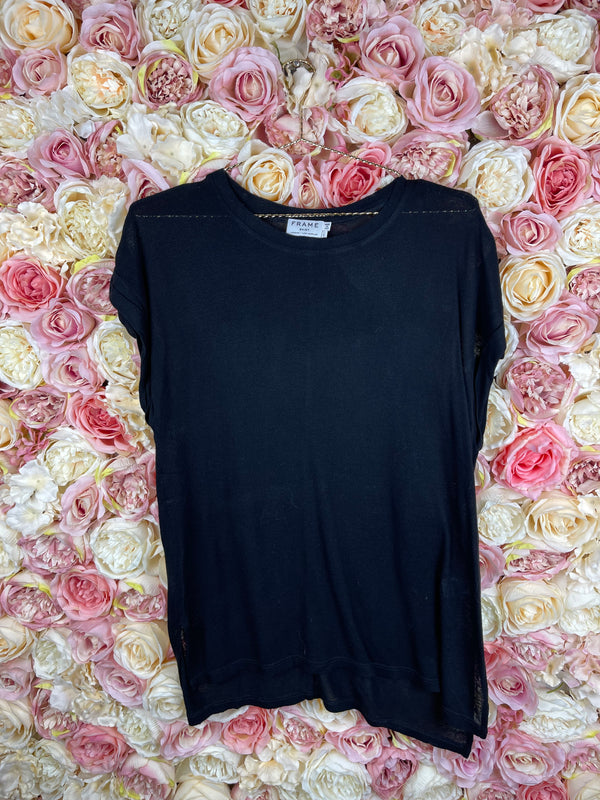 Frame Round Neck T-Shirt Black Sz. L