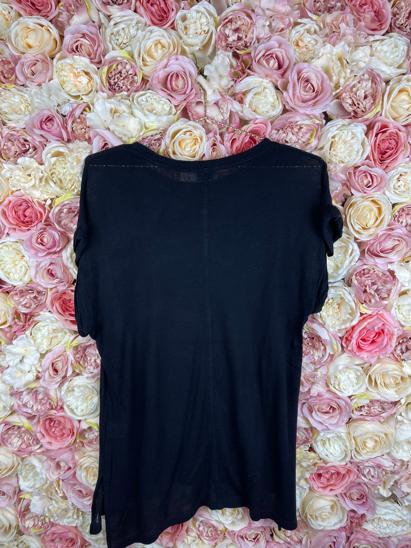 Frame Round Neck T-Shirt Black Sz. L