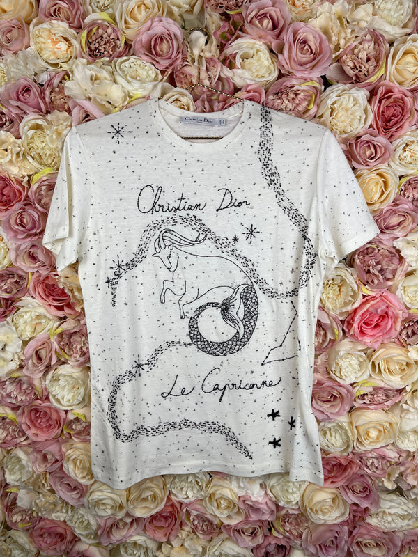 Christian Dior "Le Capricorne" T-Shirt Cream Black Sz. XS
