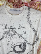 Christian Dior "Le Capricorne" T-Shirt Cream Black Sz. XS
