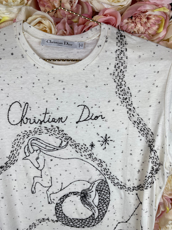 Christian Dior "Le Capricorne" T-Shirt Cream Black Sz. XS