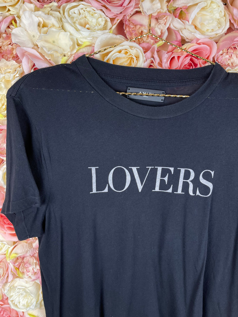 Amiri Lovers T-Shirts Grey & Black Sz. S