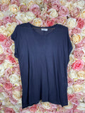 Frame Round Neck T-Shirt Blue Long & Short Version Sz. L