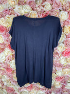 Frame Round Neck T-Shirt Blue Long & Short Version Sz. L