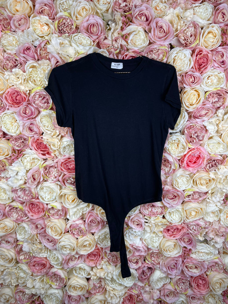 Re/Done Cotton Jersey Body White & Black Sz. M