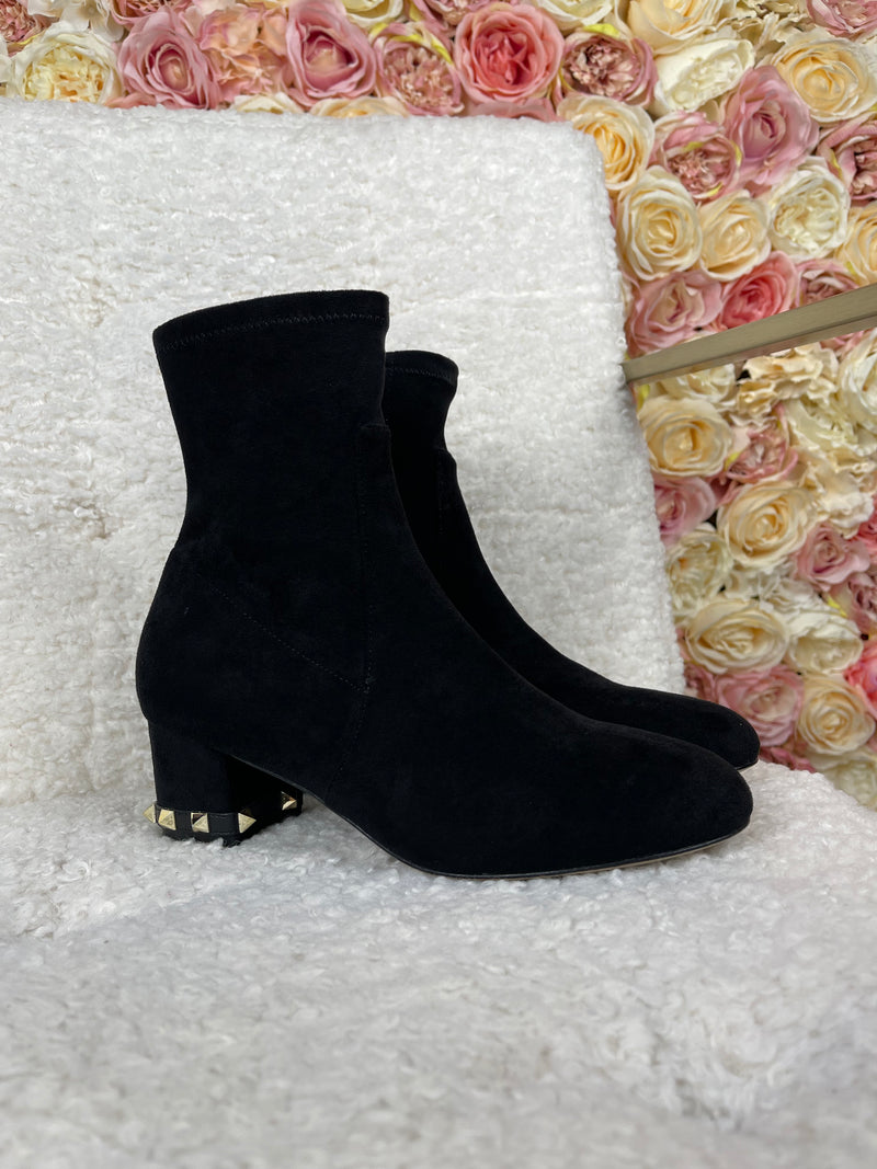Valentino Short Suede Boots Black with Gold Details Sz. 37 EU