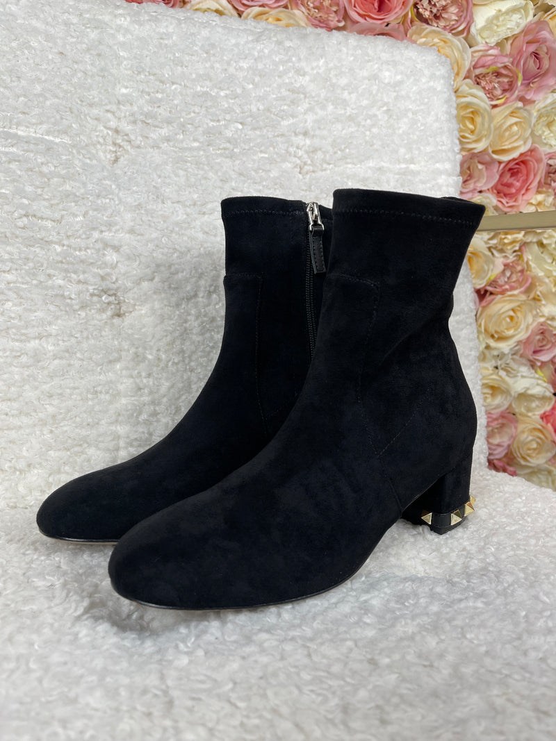 Valentino Short Suede Boots Black with Gold Details Sz. 37 EU
