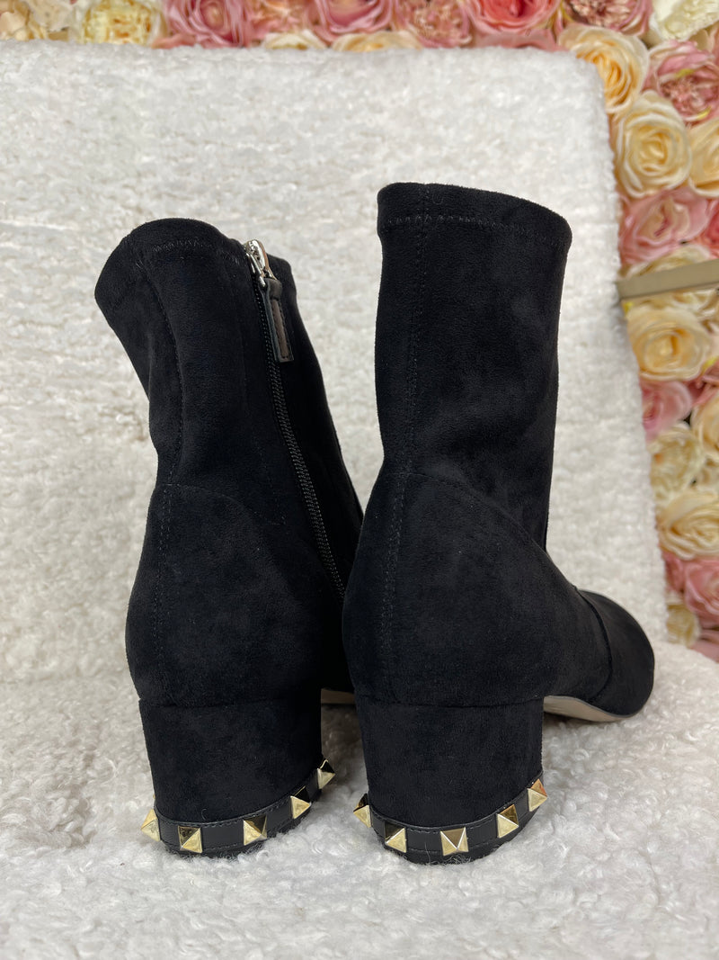 Valentino Short Suede Boots Black with Gold Details Sz. 37 EU