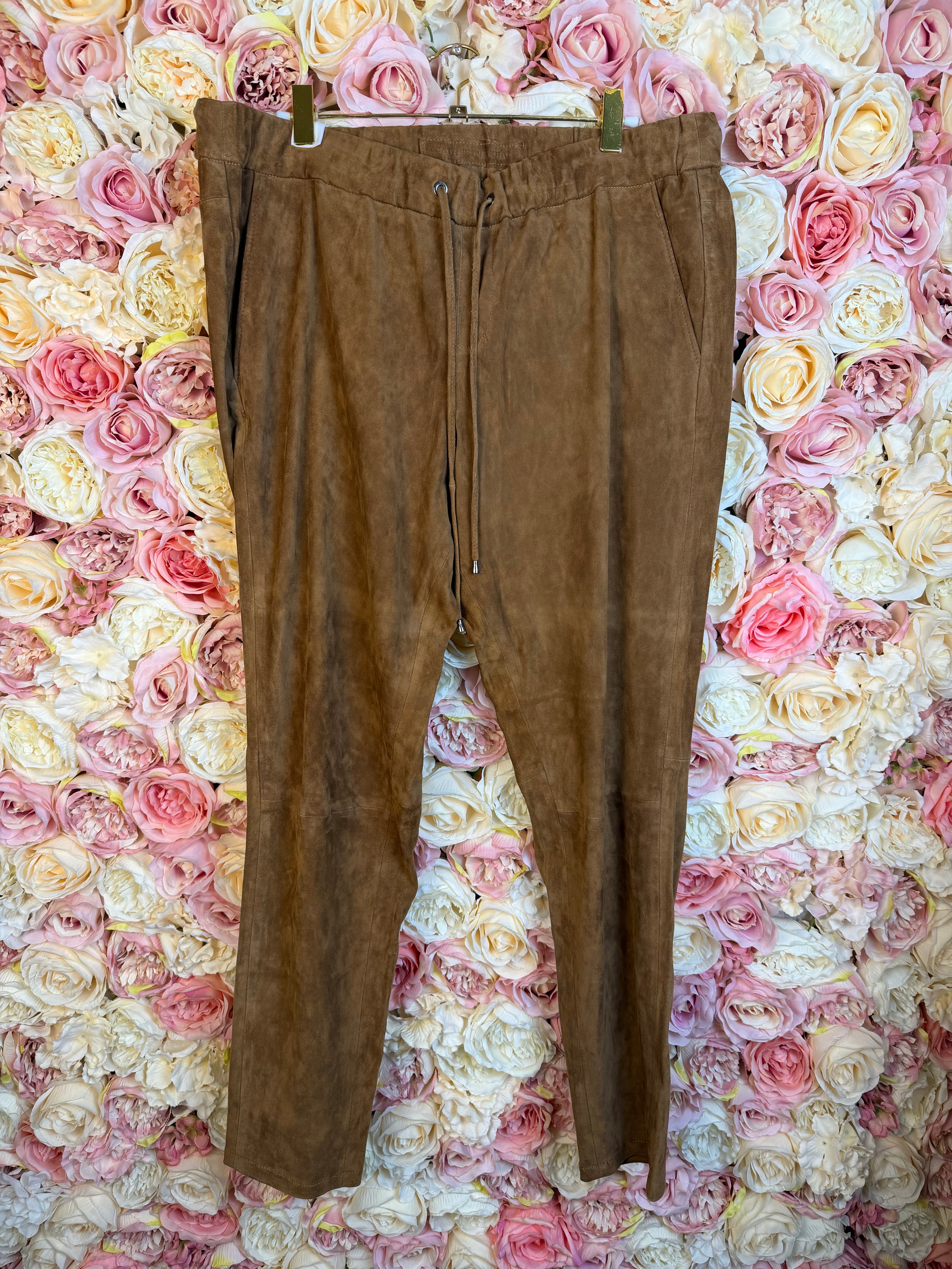 Catherine Khan Suede Leather Pants Cognac Sz. 42 DE