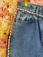 Chanel 2023 Jeans with Leather Details Blue Sz. 32 DE (34 FR)
