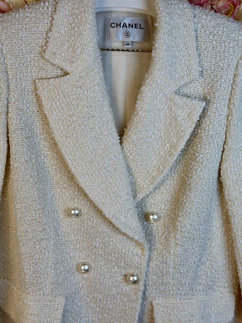 Chanel 19C La Pausa Tweed Blazer White Sz. 44 DE (46 FR)