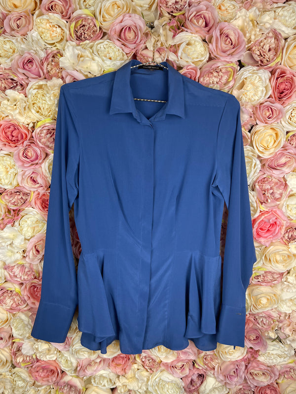 Walter Voulaz Silk Blouse Light Blue Sz. 38 DE