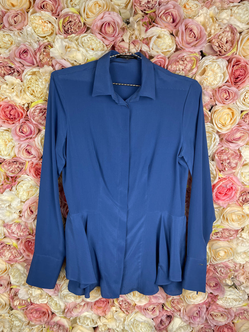 Walter Voulaz Silk Blouse Light Blue Sz. 38 DE
