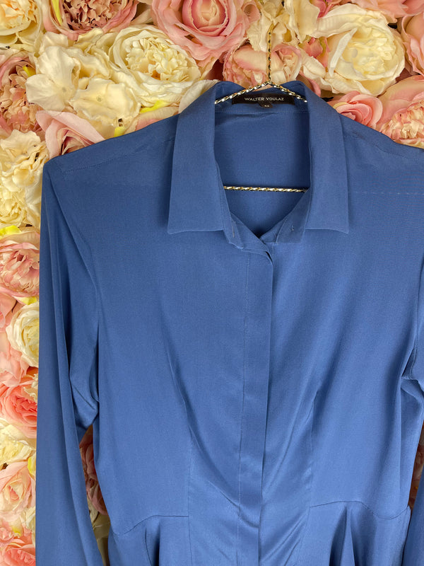 Walter Voulaz Silk Blouse Light Blue Sz. 38 DE