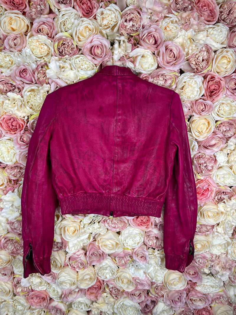 Dolce & Gabbana Leather Jacket Used Look Pink Sz. 34 DE