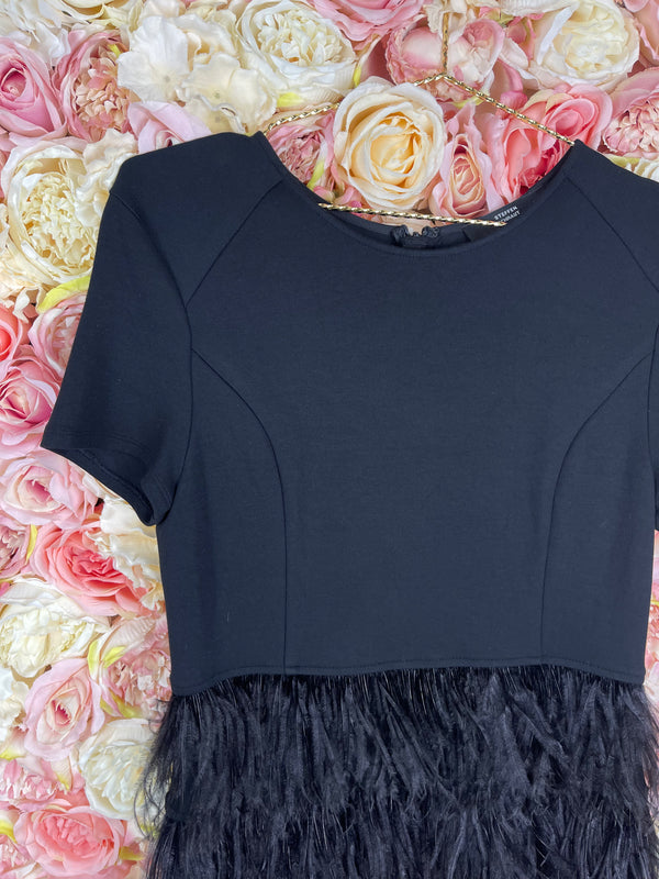 Steffen Schraut Top Black with Feathers Sz. 34 DE