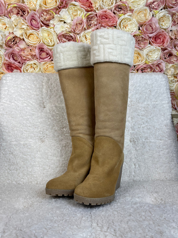 Fendi Boots Lambskin Beige Sz. 36.5 EU