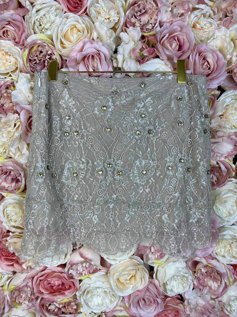 Haute Hippie Skirt Beige with Beads Sz. XS