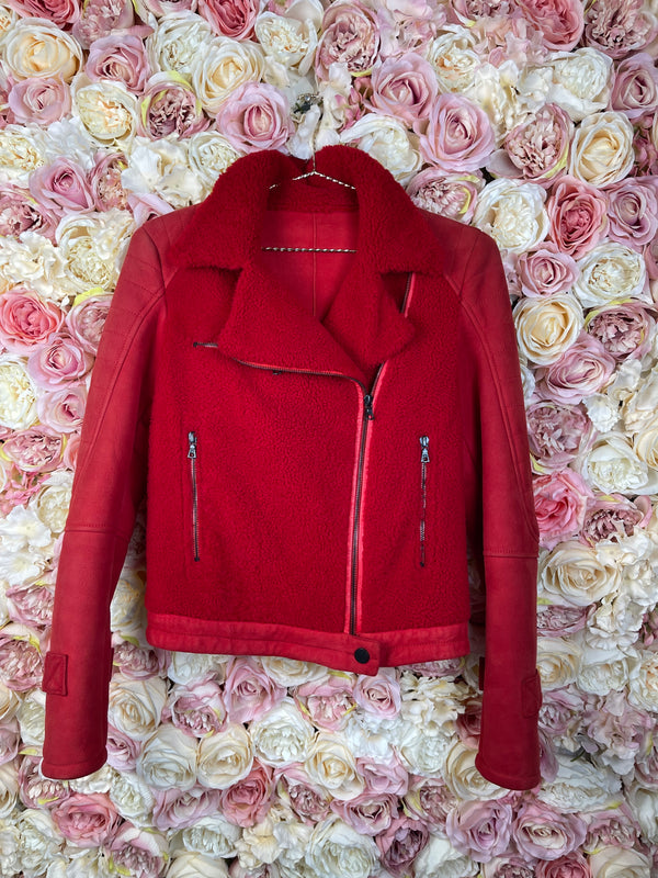 Drome Leather Jacket Red Sz. S