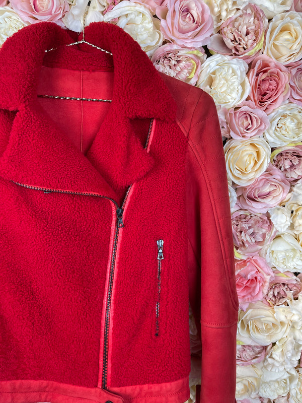 Drome Leather Jacket Red Sz. S