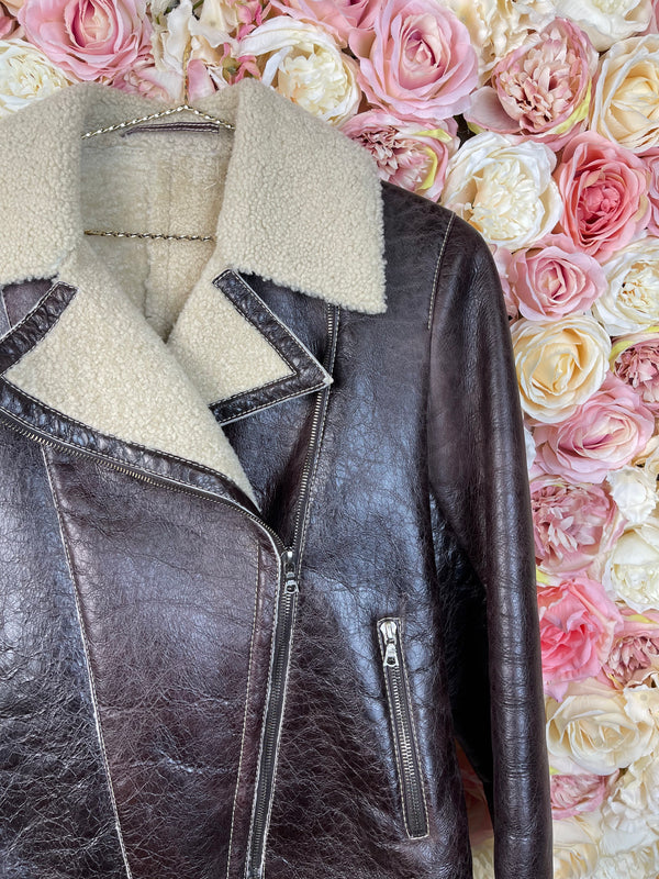 Santacroce Leather Jacket Brown Sz. 36 DE