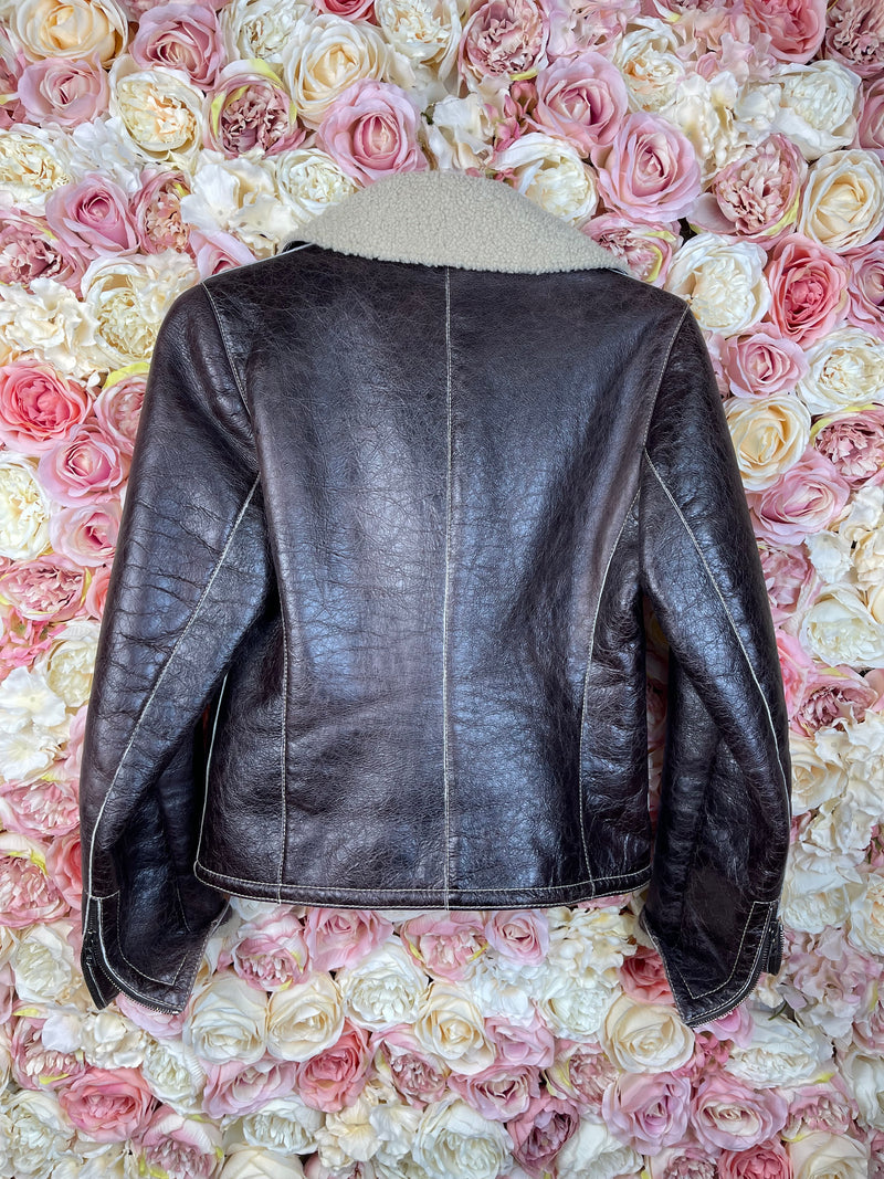 Santacroce Leather Jacket Brown Sz. 36 DE
