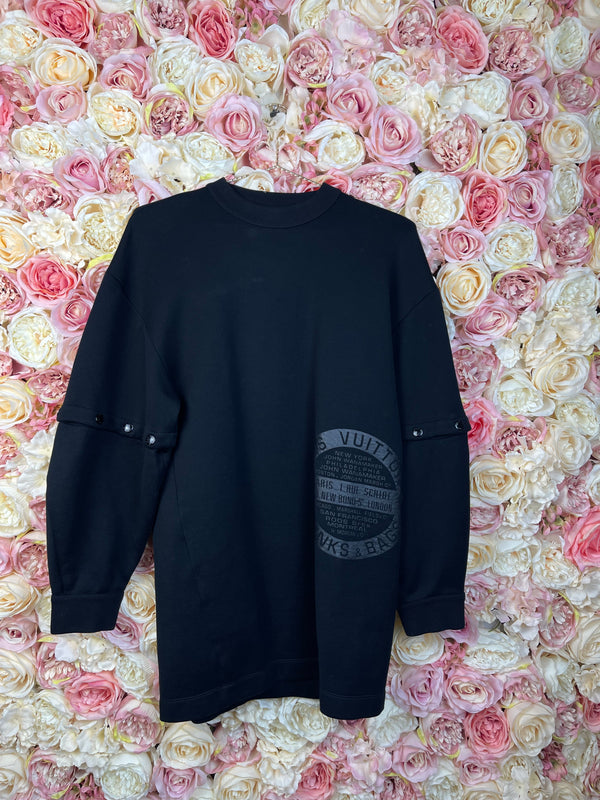 Louis Vuitton Sweatshirt with detachable Sleeves Oversized Black Sz. XS