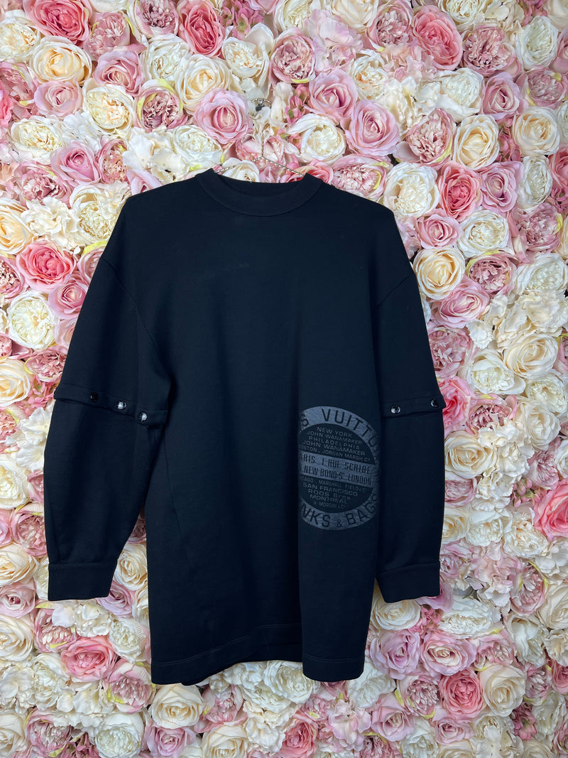 Louis Vuitton Sweatshirt with detachable Sleeves Oversized Black Sz. XS
