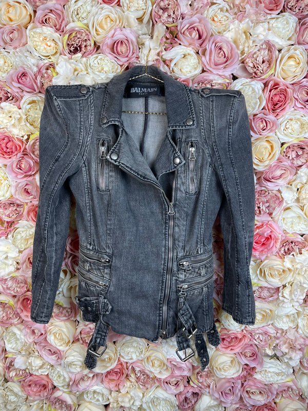 Balmain Jeans Jacket Grey Sz. 34 DE