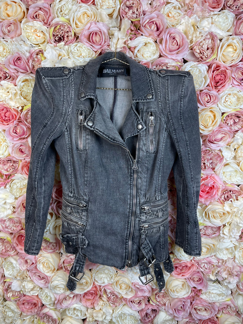 Balmain Jeans Jacket Grey Sz. 34 DE