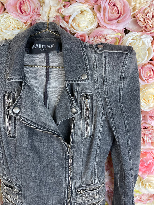 Balmain Jeans Jacket Grey Sz. 34 DE