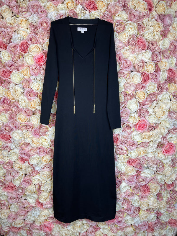 Rachel Zoe Long Dress Black with Gold Chain Sz. M