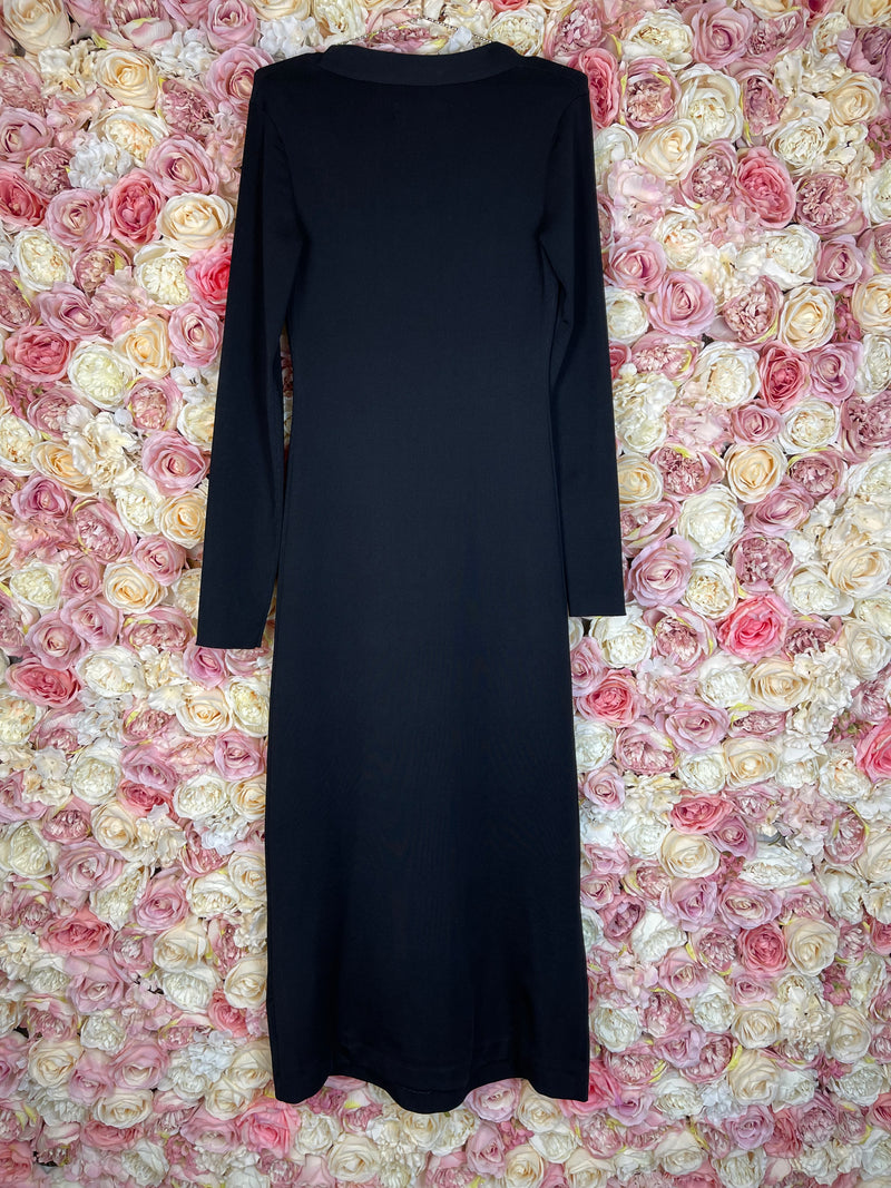 Rachel Zoe Long Dress Black with Gold Chain Sz. M