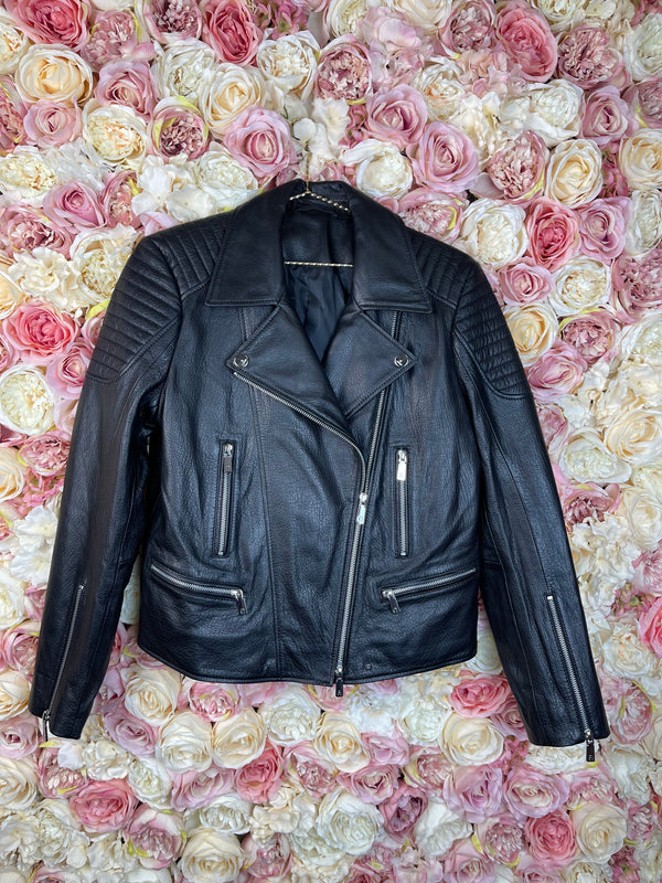 Aigner Leather Jacket Black Sz. 40 DE