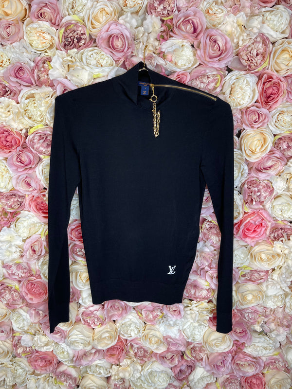 Louis Vuitton Sweater Black with Gold Detail Sz. S