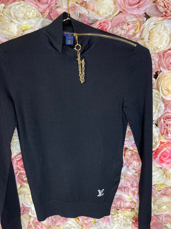 Louis Vuitton Sweater Black with Gold Detail Sz. S