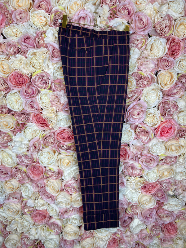 Theory Check Pants Purple Multi Sz. S