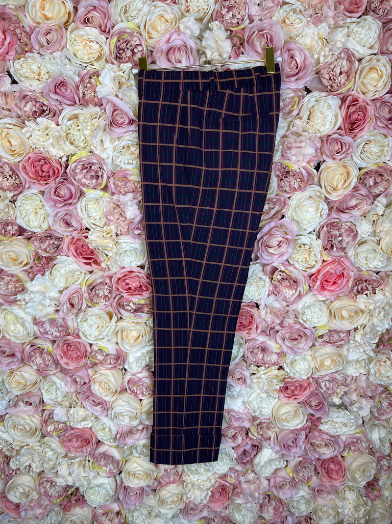 Theory Check Pants Purple Multi Sz. S