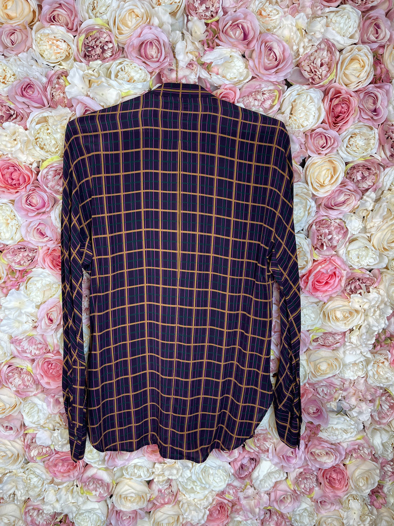 Theory Check Blouse Purple Multi Sz. S
