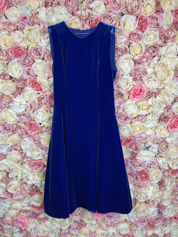 Giorgio Armani Classic Velvet Dress Blue Sz. 40 DE
