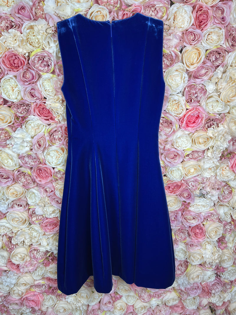 Giorgio Armani Classic Velvet Dress Blue Sz. 40 DE