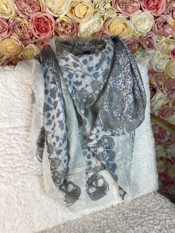 Zadig & Voltaire Skull Scarf Light Grey Multi