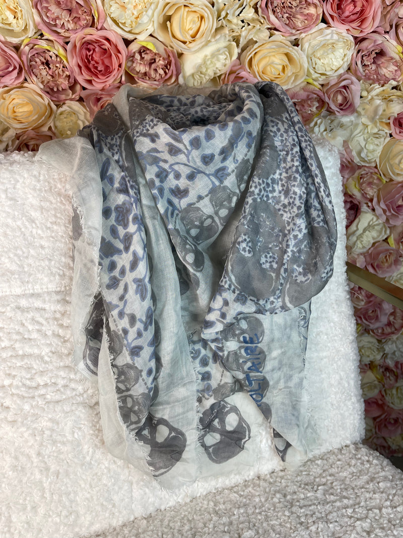 Zadig & Voltaire Skull Scarf Light Grey Multi