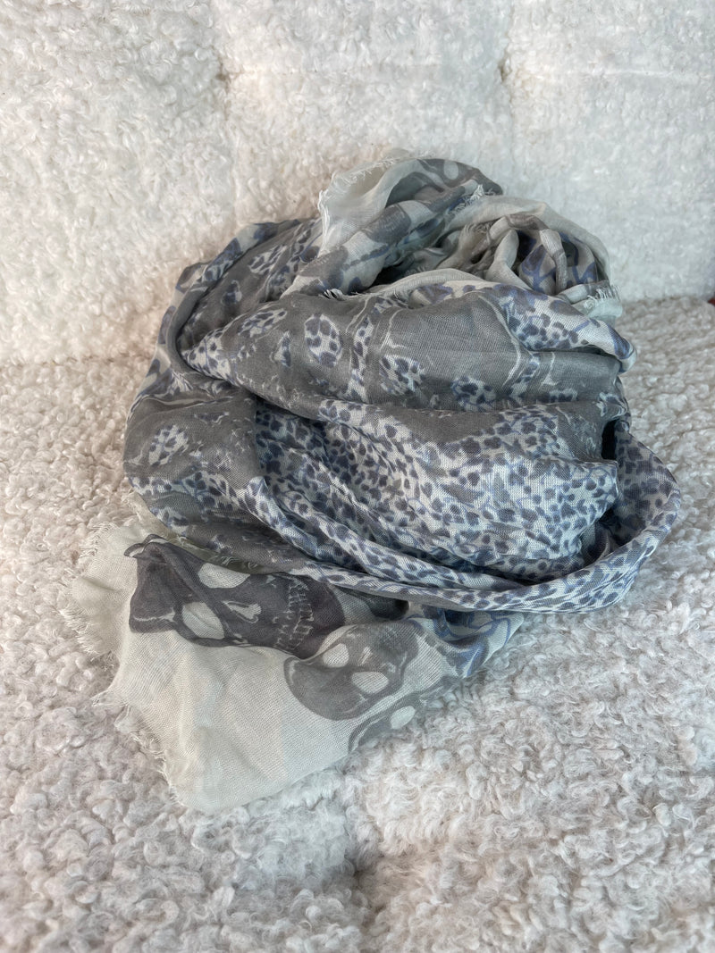 Zadig & Voltaire Skull Scarf Light Grey Multi