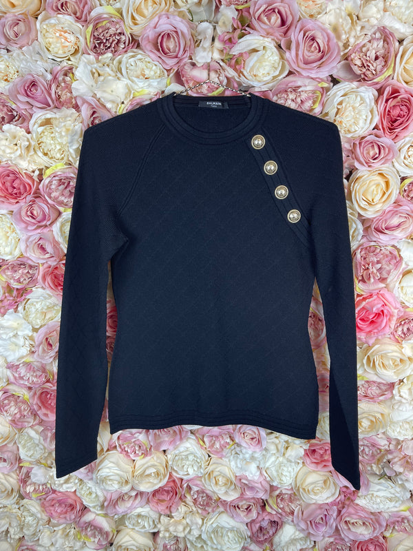 Balmain Longsleeved Top Black Sz. 36 DE
