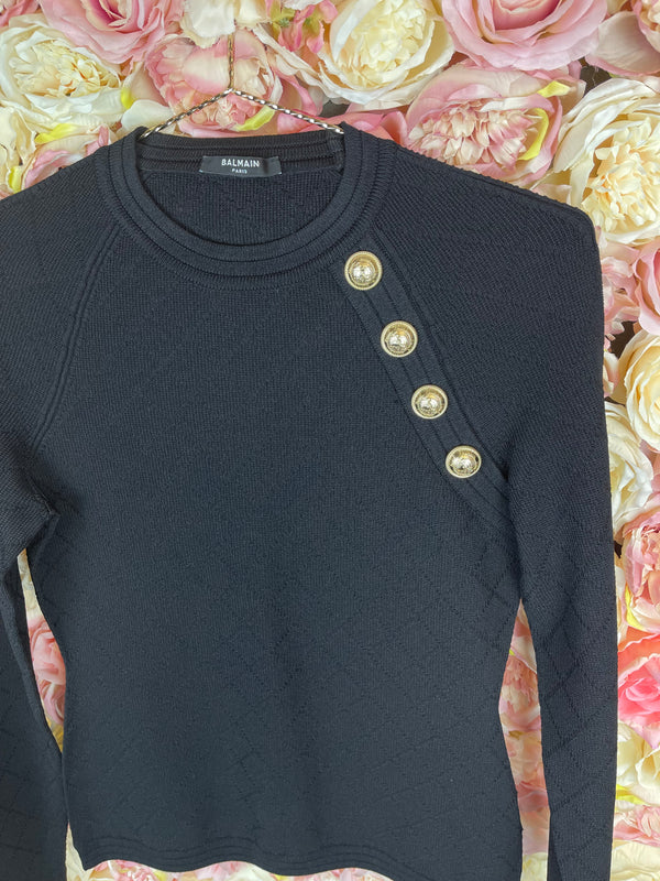 Balmain Longsleeved Top Black Sz. 36 DE